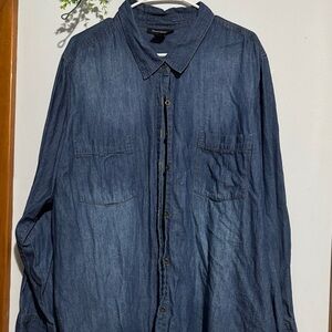 Ashley Stewart Blue Denim Button-Down Shirt